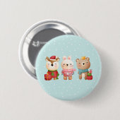 Weihnachtstiere in festlichen Outfits Button (Vorne & Hinten)