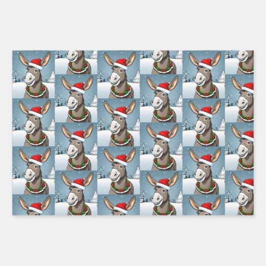 Weihnachtstiere, Löwen, Polar Bären und Donkey Geschenkpapier Set (Vorderseite 3)