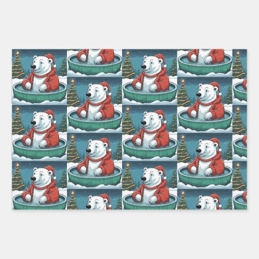 Weihnachtstiere, Löwen, Polar Bären und Donkey Geschenkpapier Set (Vorderseite 2)