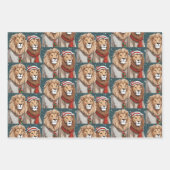 Weihnachtstiere, Löwen, Polar Bären und Donkey Geschenkpapier Set (Vorderseite)