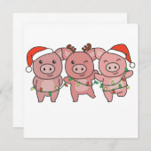 Weihnachtstiere Niedliche Schweine Invitati Einladung (Vorne/Hinten)
