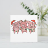Weihnachtstiere Niedliche Schweine Invitati Einladung (Stehend Vorderseite)