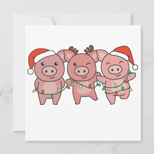 Weihnachtstiere Niedliche Schweine Invitati Einladung (Vorderseite)
