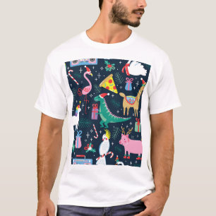 Weihnachtstiere, Niedliches Nahtloses Design. T-Shirt
