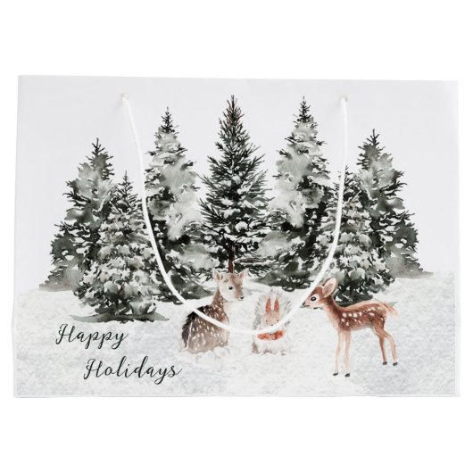 Weihnachtstiere Pine Forest Geschenktasche Große Geschenktüte (Rückseite)