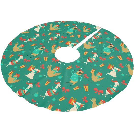 Weihnachtstiere Polyester Weihnachtsbaumdecke (Schrägansicht)