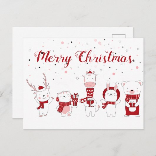 Weihnachtstiere Postkarte (Vorne/Hinten)