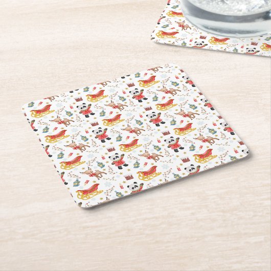 Weihnachtstiere Rechteckiger Pappuntersetzer (angewinkelt)