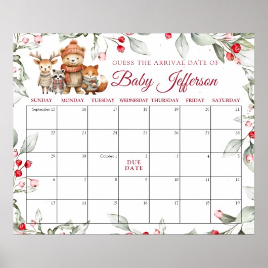 Weihnachtstiere schätzen Terminkalender Poster (Vorne)