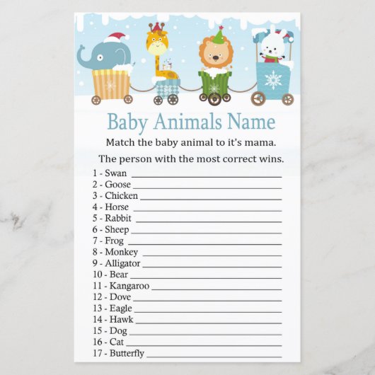 Weihnachtstiere trainieren Baby Animes Name Game (Vorderseite)