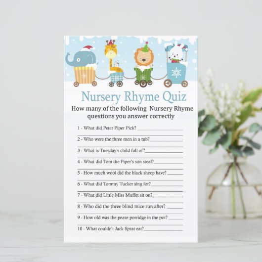 Weihnachtstiere trainieren Kinderzimmer Rhyme Quiz (Stehend Vorderseite)