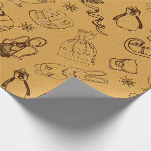 Weihnachtstiere und von Hand gezogene Vögel Geschenkpapier