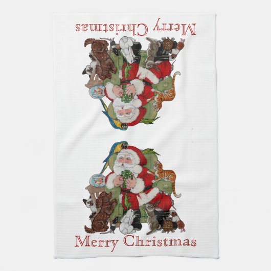 Weihnachtstiere Weihnachtskatzentiere Geschirrtuch (Vertikal)