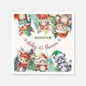 Weihnachtstiere WinterBaby-Dusche Serviette (Vorderseite)