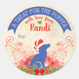 Weihnachtstierfutterhund-Leckereien personalisiert Runder Aufkleber