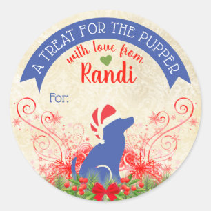 Weihnachtstierfutterhund-Leckereien personalisiert Runder Aufkleber