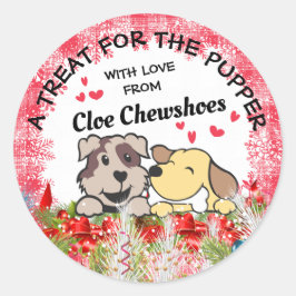 Weihnachtstierfutterhund-Leckereien personalisiert Runder Aufkleber