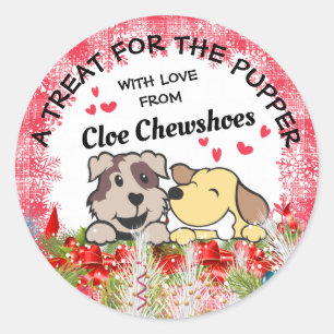 Weihnachtstierfutterhund-Leckereien personalisiert Runder Aufkleber