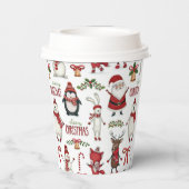 Weihnachtstiermuster Pappbecher (Rückseite)