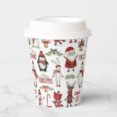 Weihnachtstiermuster Pappbecher (Vorderseite)