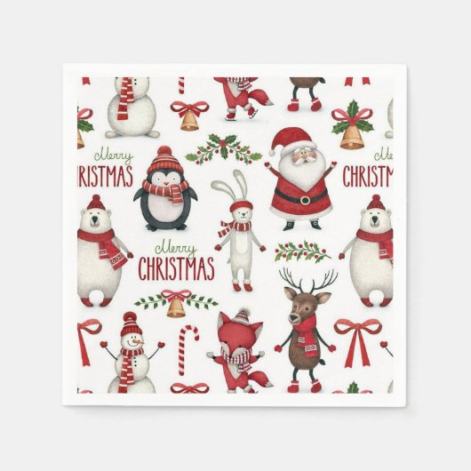 Weihnachtstiermuster Serviette (Vorderseite)