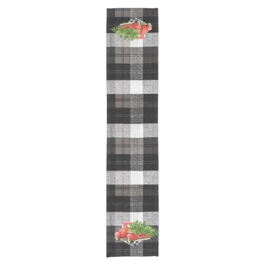Weihnachtstisch Läufer Red XMAS Truck Kariert (Vorderseite)