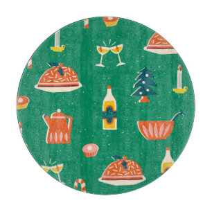 Weihnachtstisch, Vintages Muster. Schneidebrett