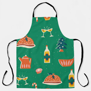 Weihnachtstisch, Vintages Muster. Schürze