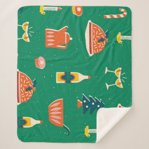 Weihnachtstisch, Vintages Muster. Sherpadecke