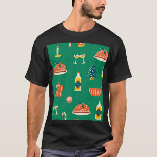 Weihnachtstisch, Vintages Muster. T-Shirt