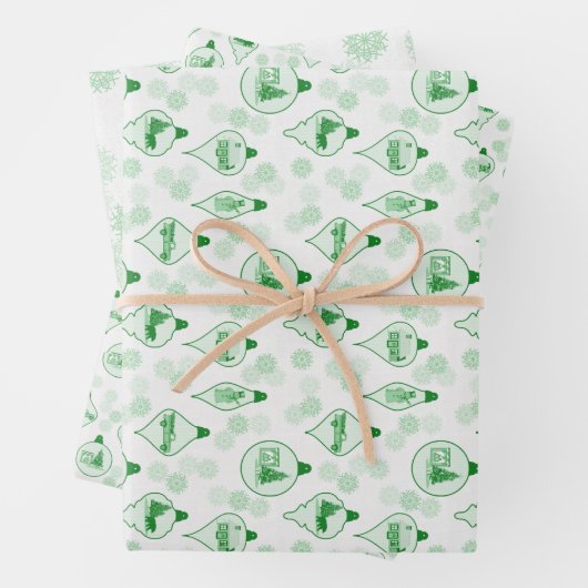 Weihnachtstoilette in Grün. Umhüllungspapierblätte Geschenkpapier Set (Beispiel)