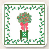 Weihnachtstopiaries Holly Berry tree Topiary Beve Getränkeuntersetzer (Vorderseite)