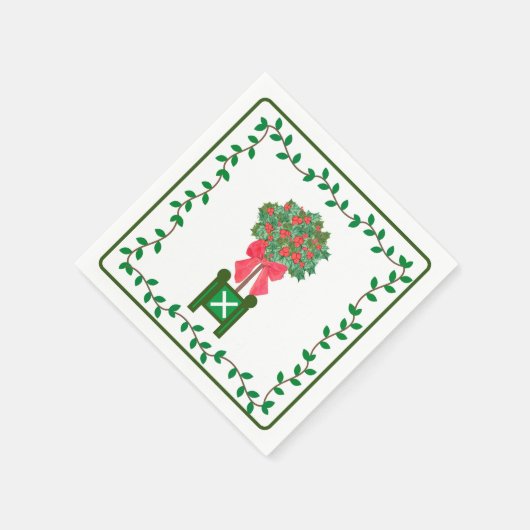 Weihnachtstopiaries Holly Berry tree Topiary Serviette (Ecke)