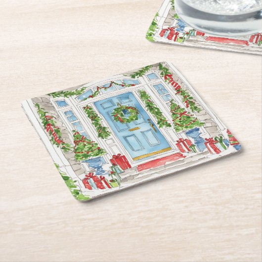Weihnachtstor Wasserfarbener Untersetzer (angewinkelt)