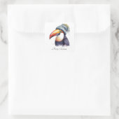 WeihnachtsToucan Quadratischer Aufkleber (Tasche)