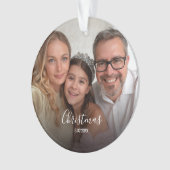 Weihnachtstradition 2-Foto White Script Ornament (Vorderseite)