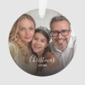 Weihnachtstradition 2-Foto White Script Ornament (Vorderseite)