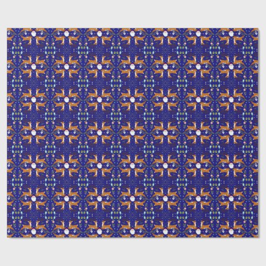 Weihnachtstränger Blue Seamless Pattern Geschenkpapier (Flach)