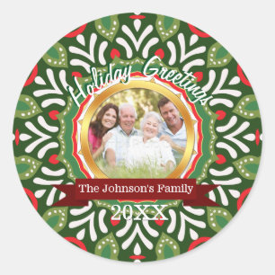 Weihnachtstribe Familienurlaub Foto Geschenk Runder Aufkleber
