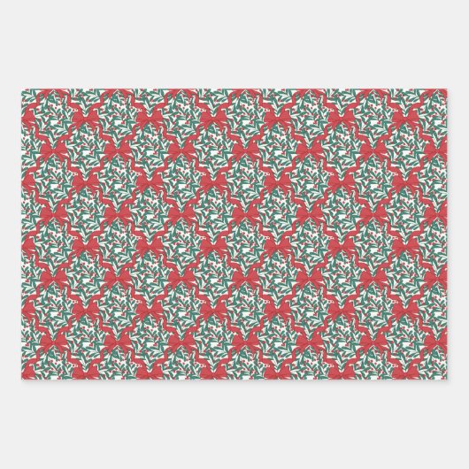 Weihnachtstribons und Berries in Weiß Geschenkpapier Set (Vorderseite 3)