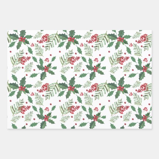 Weihnachtstrio - Cookies, Holly Berries & Sweaters Geschenkpapier Set (Vorderseite)