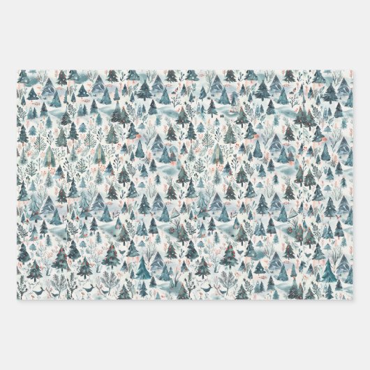 Weihnachtstrio Geschenkpapier Set (Vorderseite)