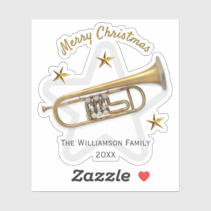 Weihnachtstrompete Sterne Musikliebhabers Personal Aufkleber