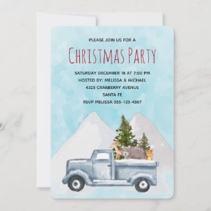 Weihnachtstruck mit Bäumen und Tieren Party Einladung