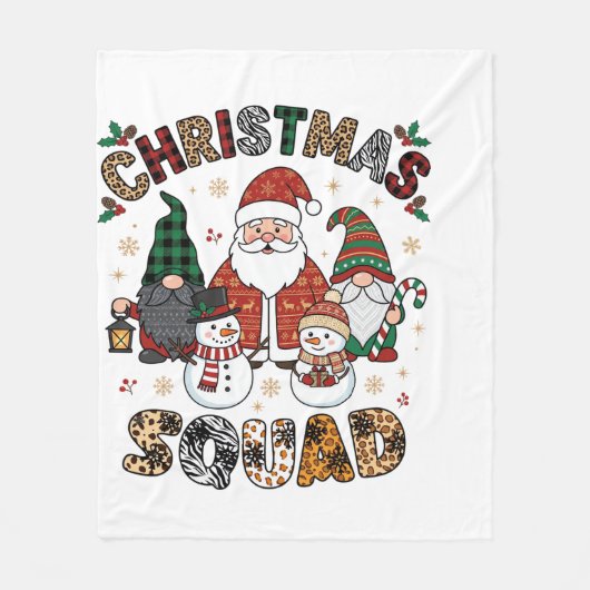 Weihnachtstrupp Weihnachtsmann Gnome Schneemänner  Fleecedecke (Vorderseite)