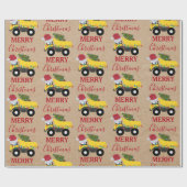 Weihnachtstumpf LKW-Baumaschinen Geschenkpapier (Flach)