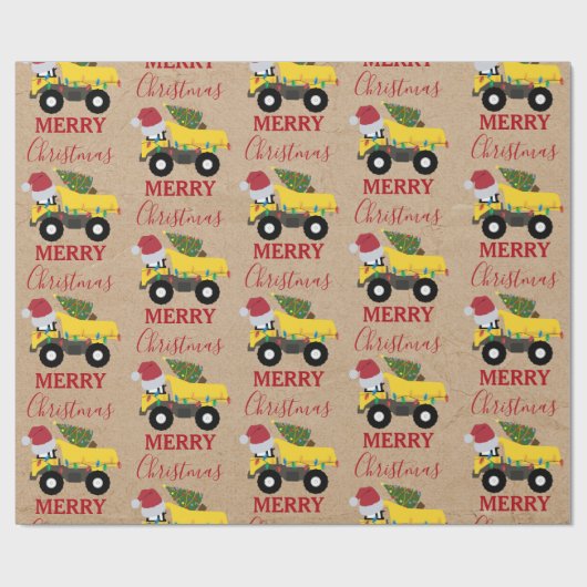 Weihnachtstumpf LKW-Baumaschinen Geschenkpapier (Flach)