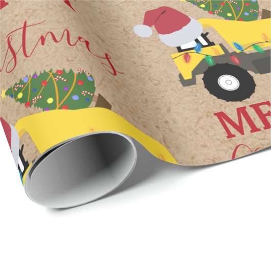 Weihnachtstumpf LKW-Baumaschinen Geschenkpapier (Rolleneckpunkt)