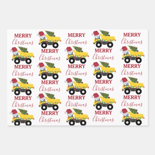 Weihnachtstumpf LKW-Baumaschinen Geschenkpapier Set (Vorderseite 2)