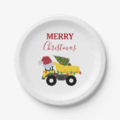 Weihnachtstumpf LKW-Baumaschinen Pappteller (Vorderseite)